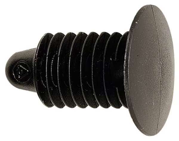 Push-In Rivet, Dome Head, 6 mm Dia., 12 mm L, Nylon Body, 100 PK