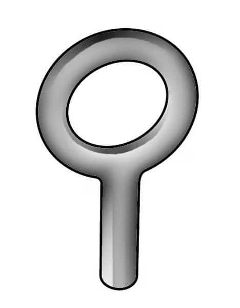 Eye Bolt Without Shoulder, Unthreaded, 3 in Shank, 1 in ID, Steel, Plain