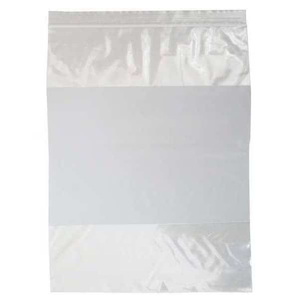 Reclosable Bag, Zip Seal, 12 in L, 9 in W, 2 mil Thick, Low Density Polyethylene (LDPE), Clear