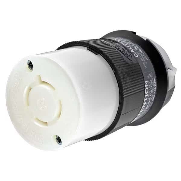 Locking Connector, L18-20R, 20 A, 120/208V AC, Three Phase, 4 Pole, Screw Terminals, Black, White