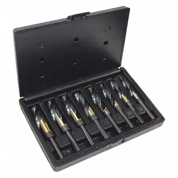 8PC 1/2 Reduced Shank Silver & Deming Drill Set Cle-Line 1877 Black & Gold HSS 9/16-1IN, CLE-LINE, Mfr# C21164