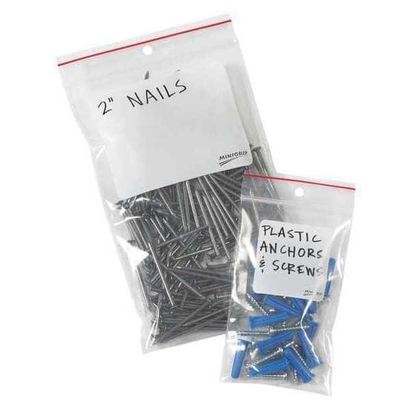 White Block Poly Bags, 3" x 5", 4 mil, Clear, 1000 PK
