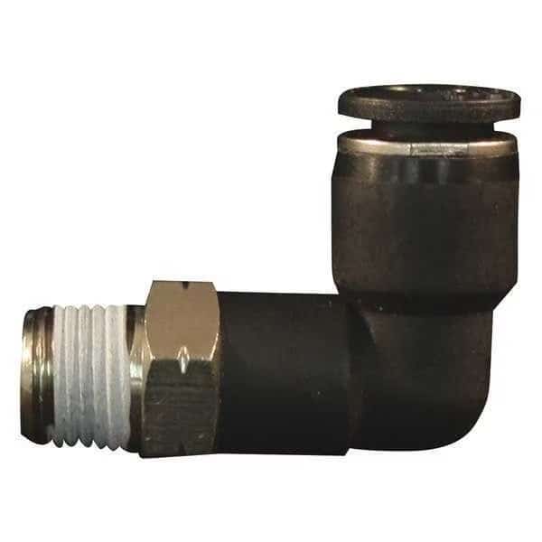 PTC Swivel Elbow, 1/4" MNPT, 1/2" OD, PK10, Nylon, 10 PK
