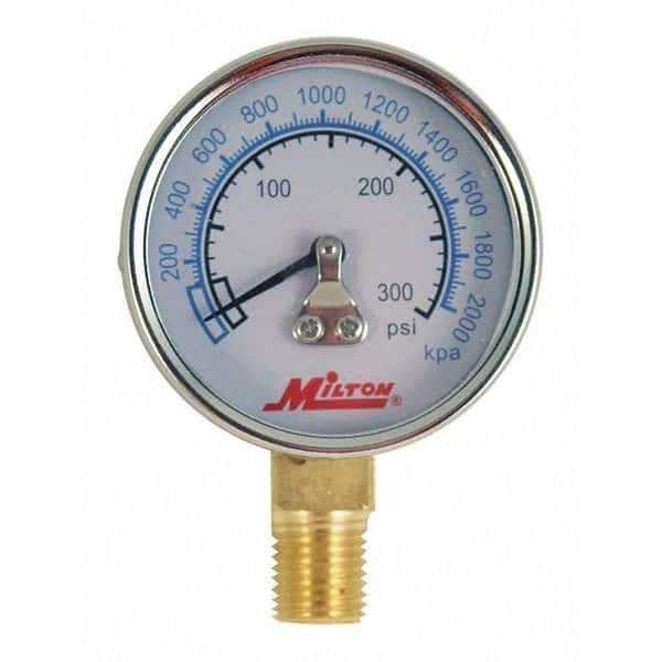 High Pressure Gage, 1/4" NPT 0-300PSI, 1/4 in NPT Bottom Location, ABS Case Material