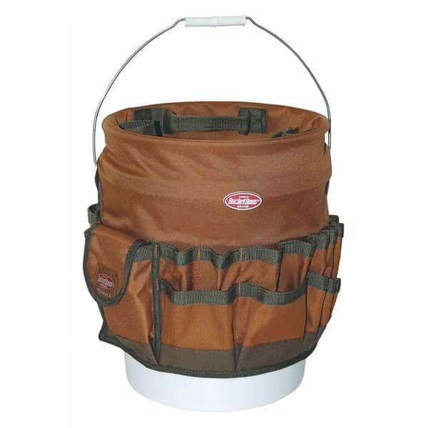 Bucketeer 5 Gal. Bucket Tool Organizer, Brown, 600 Poly Ripstop Fabric, 30 Pockets