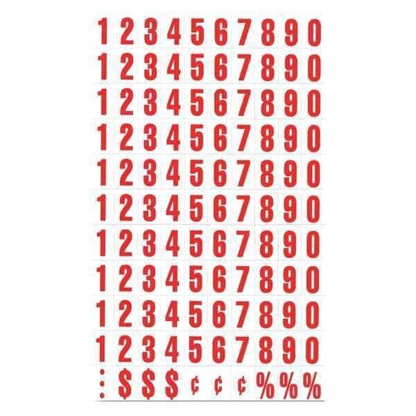 Numbers, Red/White, 110, 3/4" x 1/2"