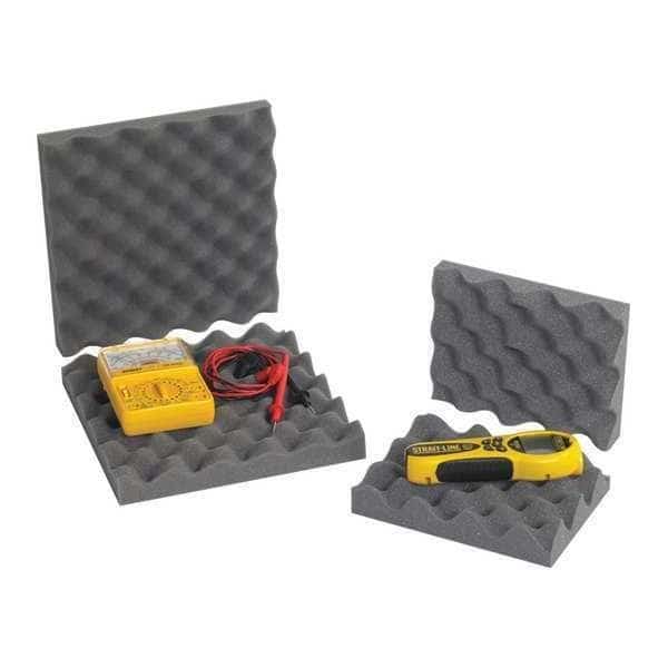 Convoluted Foam Sets, 16x16x2", PK12, Polyurethane Foam, Charcoal, 12 PK