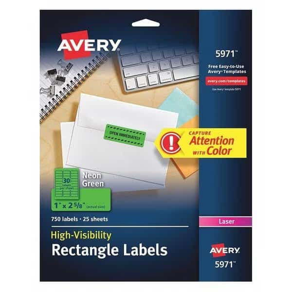 Laser Labels, 1x2-5/8, PK750