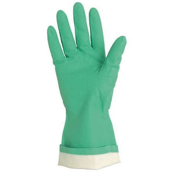 Chemical Resistant Gloves, Polyester/Stainless Steel, 13 in L, 15 mil, Green, 2XL, 12 PK