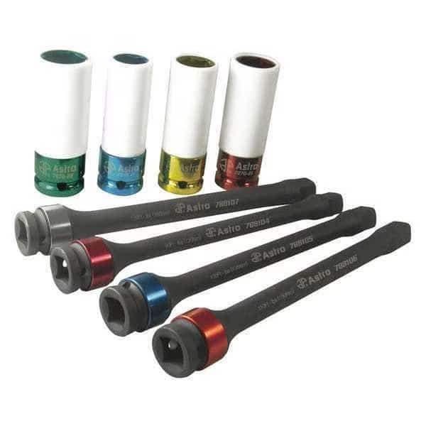 Torque Limiting Extension And Protective Impact Socket Combo Set, Metric, 8 pcs, Various L