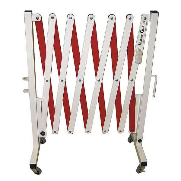 Portable Expandable Safety Barricades, White/Red