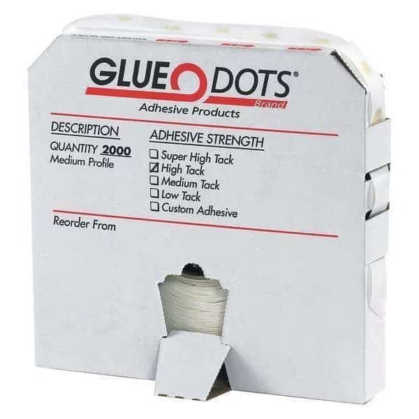 Glue Dots Medium Tack Glue Dots, Medium Profile, 1/2", Clear, 2000/Case