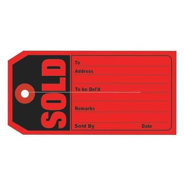 Retail Tags, "SOLD", 4 3/4"x2 3/8", Red/Black, PK500