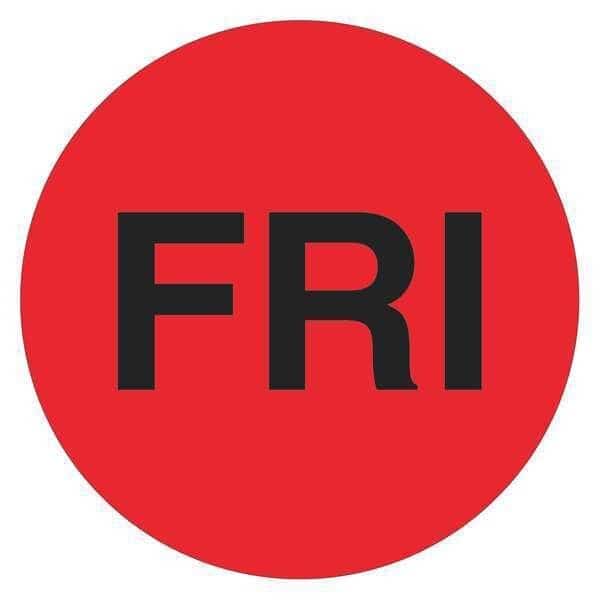 Tape Logic® Inventory Circle Labels, Days of the Week, "FRI", 1", Fluorescent Red, 500/Roll, TAPE LOGIC, Mfr# DL6541