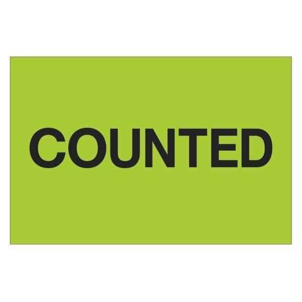 Tape Logic Labels, "Counted", 2" x 3", Fluorescent Green, 500/Roll