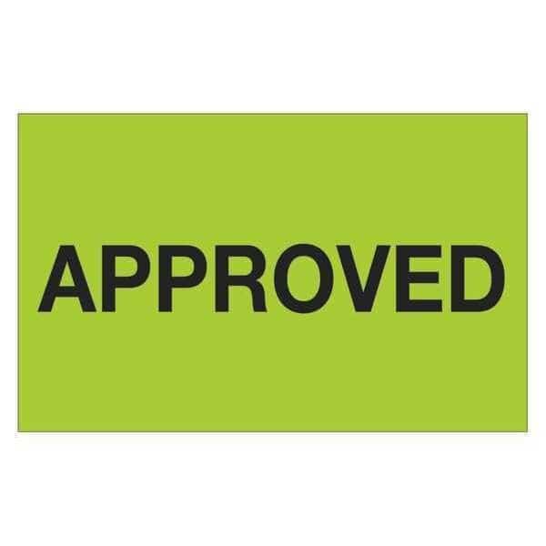 Tape Logic Labels, "Approved", 1 1/4" x 2", Fluorescent Green, 500/Roll