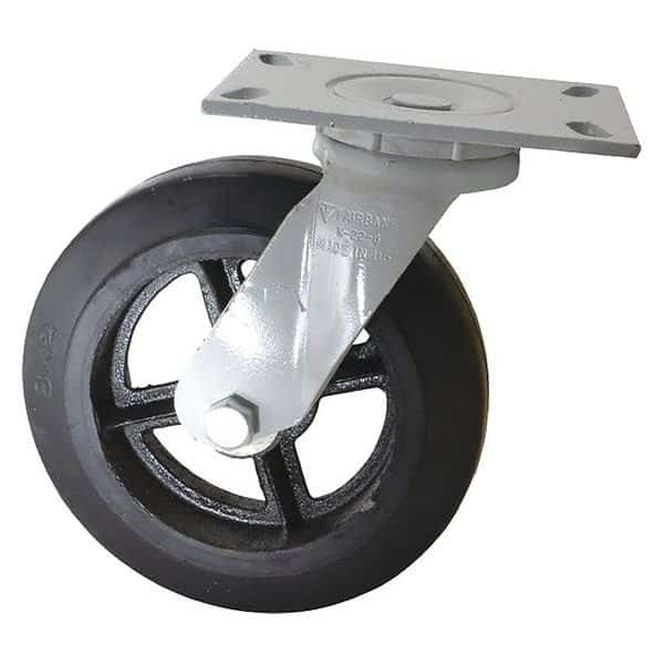 Mold-onCasters, WideSwivel, Rubber, 8"