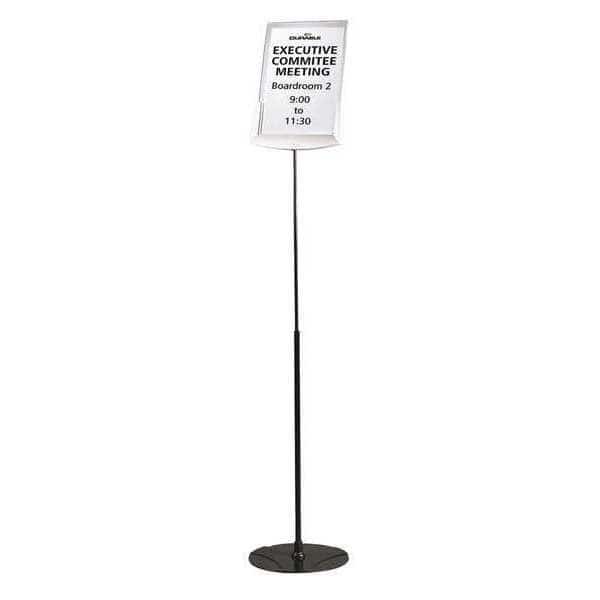 Sherpa Infobase Sign Stand, Acrylic/Metal, 40" to 60" High, Gray