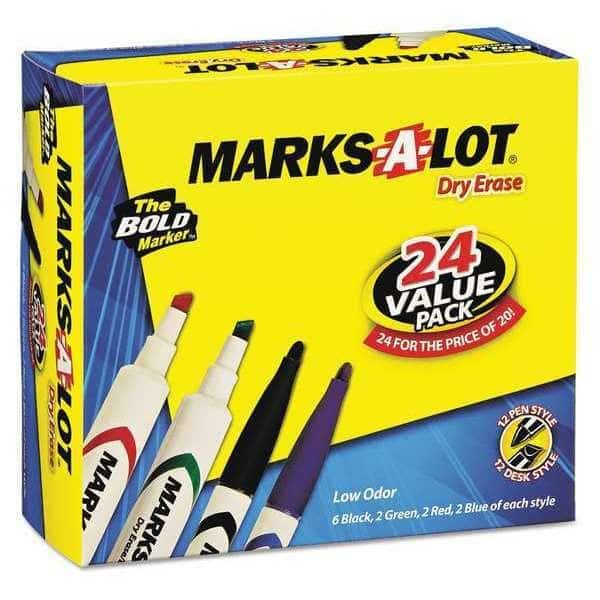Dry Erase Markers, Assorted, PK24