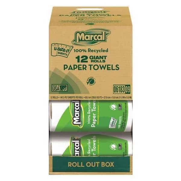 U-Size-It Perforated Roll Paper Towels, 2 Ply, 140 Sheets, White, 12 PK