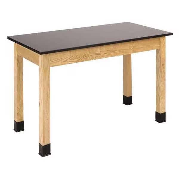 Lab Table With Book Compartments, Phenolic Resin (Table Top), Wood (Frame), Solid Wood (Legs) Frame