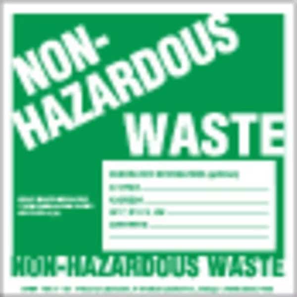 Non-Hazard Waste Label, w/Gen Vinyl, PK100, PVC Free Film, 6 in W, 6 in H