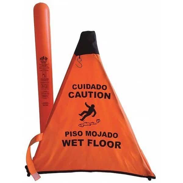 Wet Floor Cone, 18" w/Storage Tube, Orange