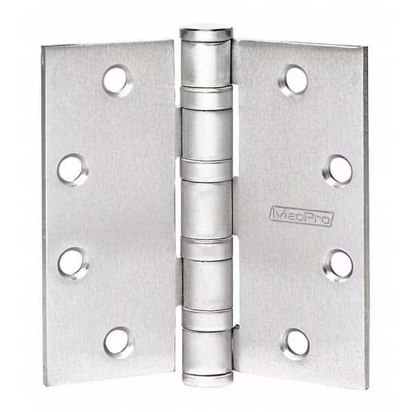 Door and Butt Hinge, Steel, Full Mortise Mounting, 1 13/16 in Leaf W x 5 in Leaf H, Satin Chromium