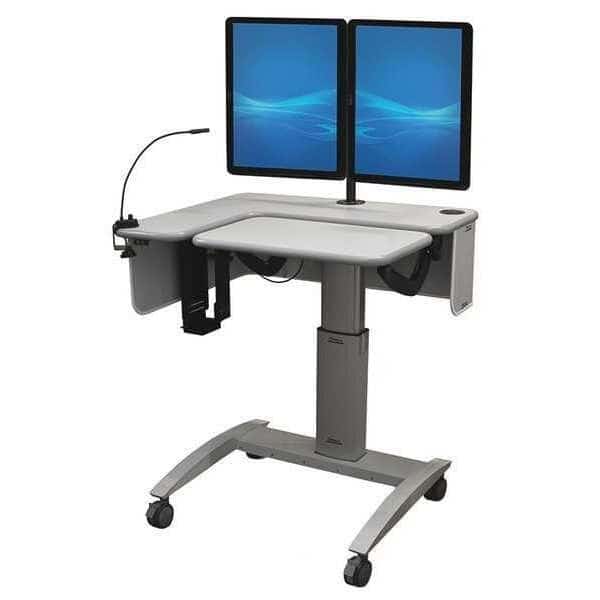 Computer Cart, Gray, 30 to 46" H x 42" W