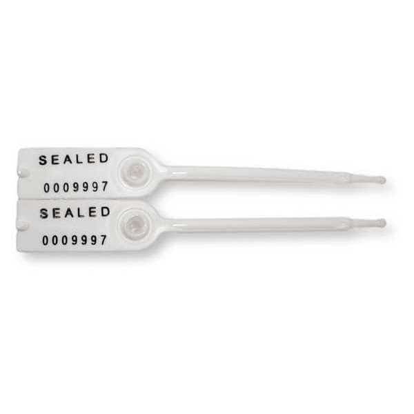 Tote Seal, 5" L, White, Heat Stamped, 7 Digits, PK50, TYDENBROOKS, Mfr# V30535021-10-GRAI