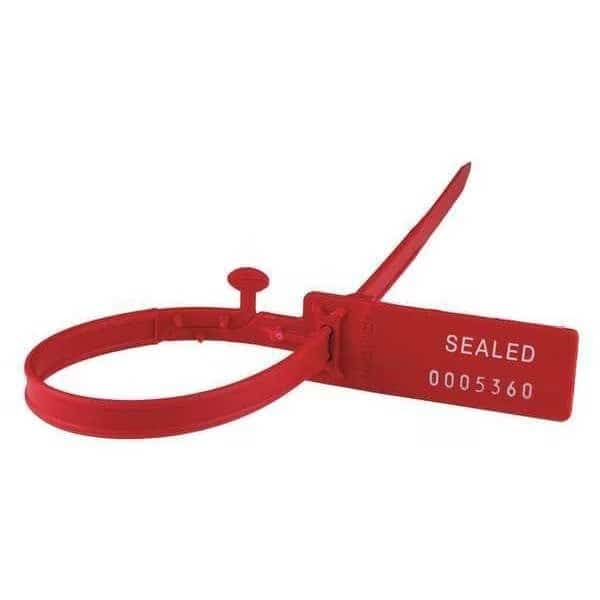 Adjustable High Strength, Secure Grip Seal, 15", 7 Digits, Red, PK100, TYDENBROOKS, Mfr# V9271115-1-GRAI