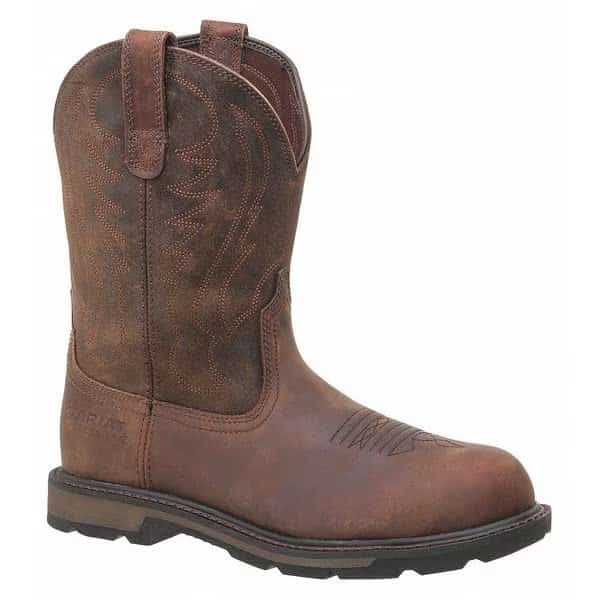 Men's Western Boot, 12 EE, Steel Toe, 10 in H, Brown, 10014241