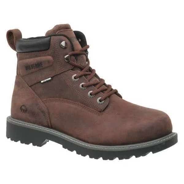 Men's 6-Inch Work Boot, 11 1/2 M, Steel Toe, 6 in H, Dark Brown, W10633