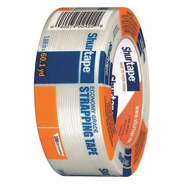 Packaging Tape, 48mm W, Clear, 4-47/64" dia