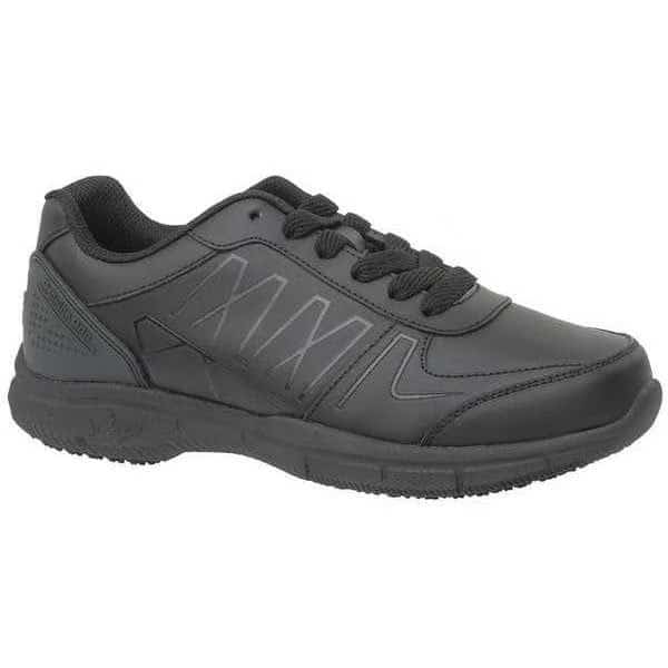 Women's Athletic Shoe, 10 D, Leather, 4 in Height, Black