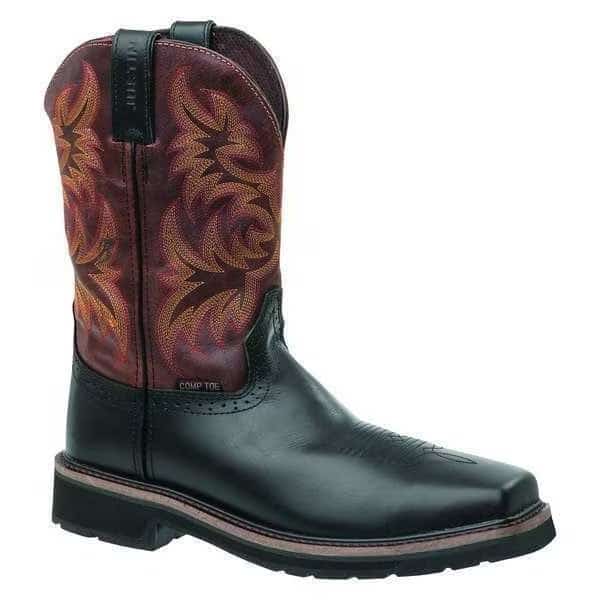 Men's Western Boot, 12, Composite Toe, 11 in H, Black, WK4818