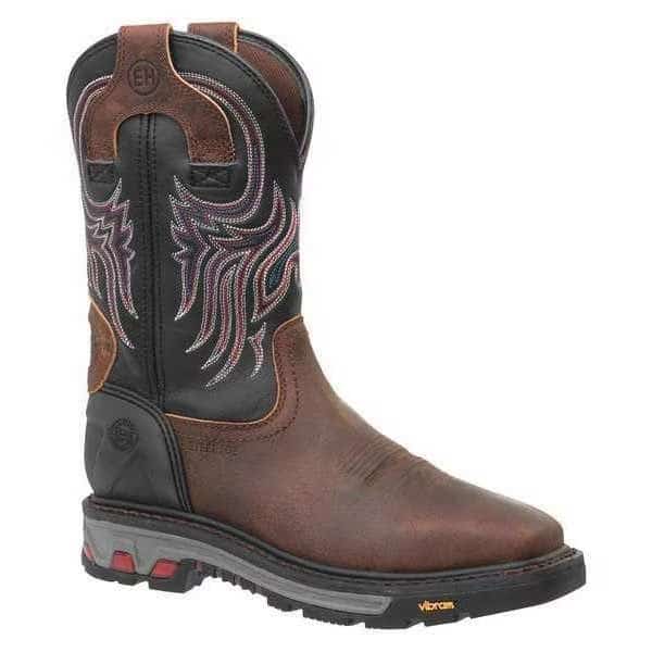 Size 11 Men's Western Boot Steel Work Boot, Brown, JUSTIN ORIGINAL WORKBOOTS, Mfr# WK2104- 110 D