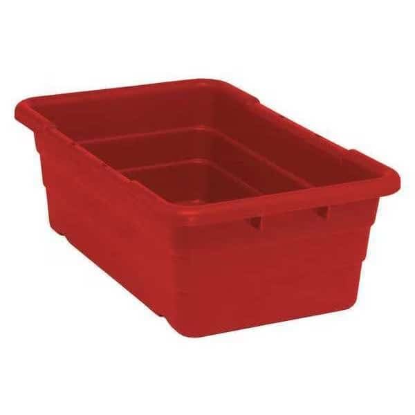Cross Stack Storage Container, 9.8 gal, 25-1/8 in L x 16 in W x 8-1/2 in H, Red, Polypropylene