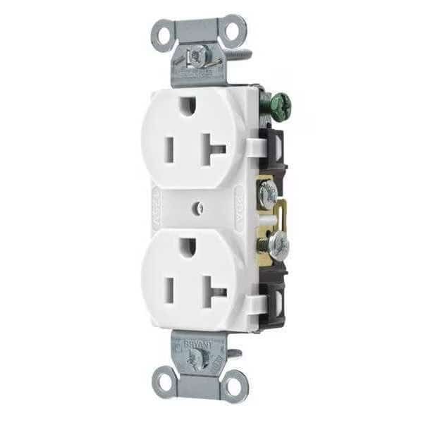 Receptacle,White,20A,Duplex Outlet,Nylon, Mfr#: BRYCRS20W, BRYANT