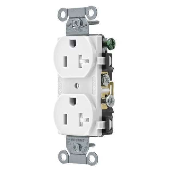 Straight Blade Receptacle, 5-20R, 20 A, 125V AC, 2 Pole, 3 Wire, Flush Mount, Single
