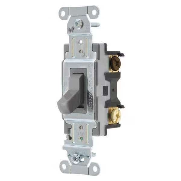 Wall Switch, 15A, Gray, Toggle, 1 to 2 HP