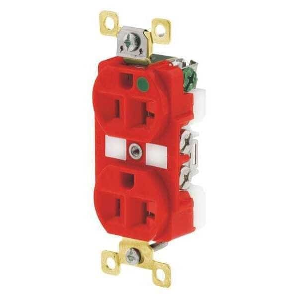 Receptacle,Duplex Outlet,Flush Mount,20A, Mfr#: BRY8300RED, BRYANT