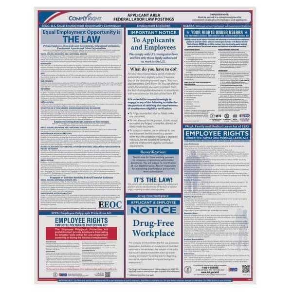 Applicant Area Poster, 16 in H x, 20 in W, Plastic