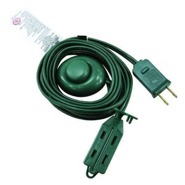 SPT-2 Indoor Extension Cord, 18 AWG 3 Outlets, 1-15R, Green, PVC, 1-15P, 12ft (Formerly Power First)