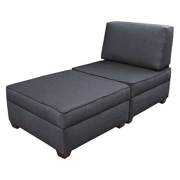 Duobed Storage Chaise 30"x60", Blue Performance Fabric