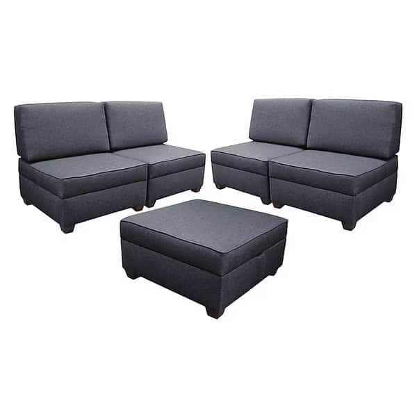 Storage Sectional, Blue Performance Fabric