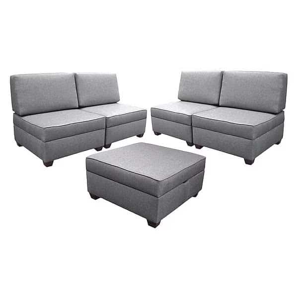Storage Sectional Sleeper, Grey Performance Fabric, DUOBED, Mfr# IMFSEC-AQ
