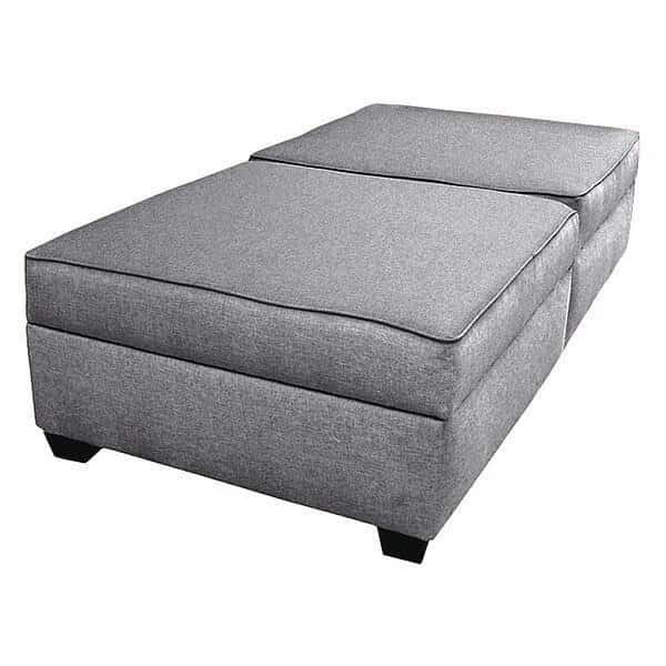 Twin Bed/Bench,72"Wx18"H,Gray Upholstery, Mfr#: IMFTWB-AQ, DUOBED
