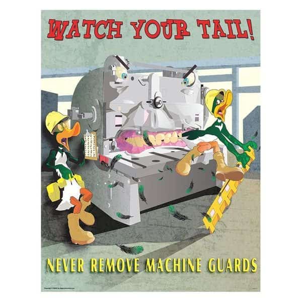 Safety Poster, Machine Guards, Paper, 27 in W, 21 in H