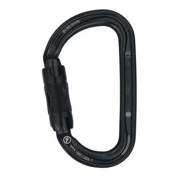 Carabiner, Twist-Lock, 5-5/16" Length, 1" Gate Opening, Aluminum, Black